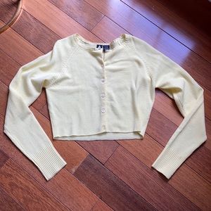 cropped yellow cardigan